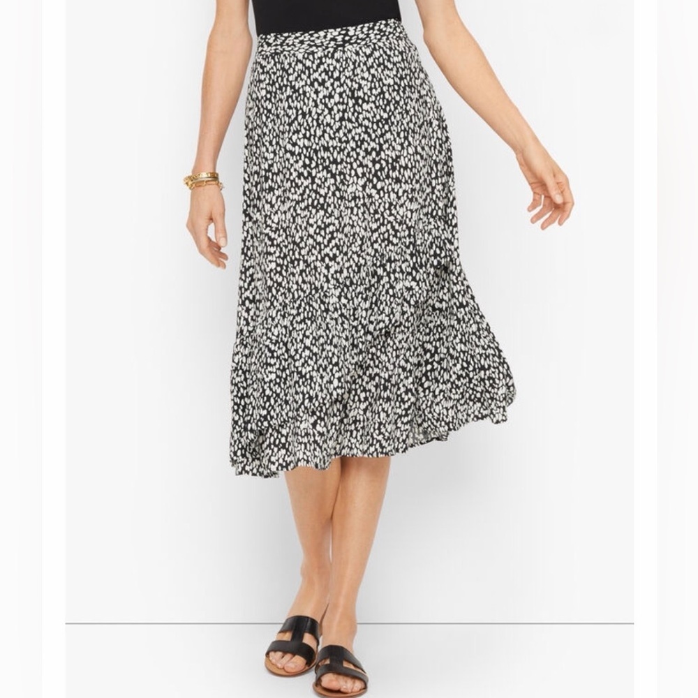 Talbots Abstract Animal Print Ruffle Skirt Size Medium